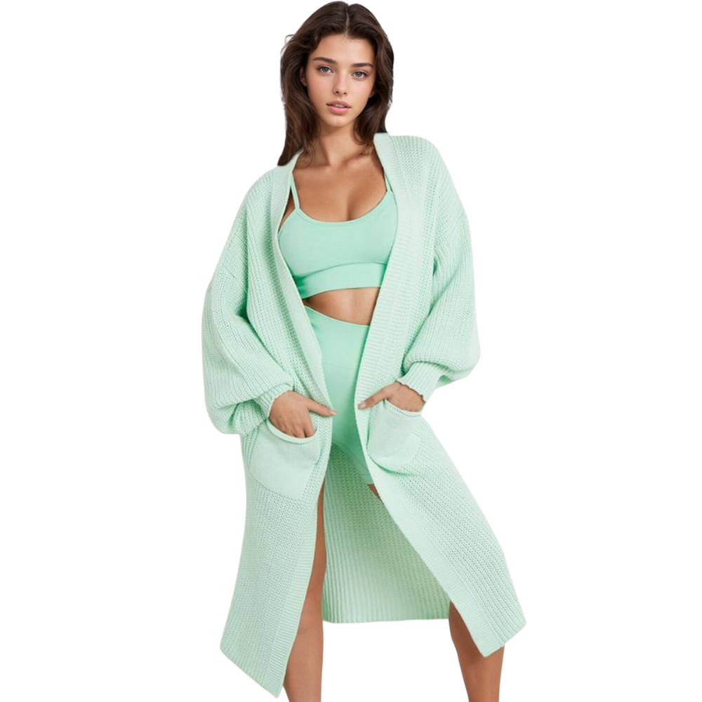 Balloon Sleeve Long Cardigan