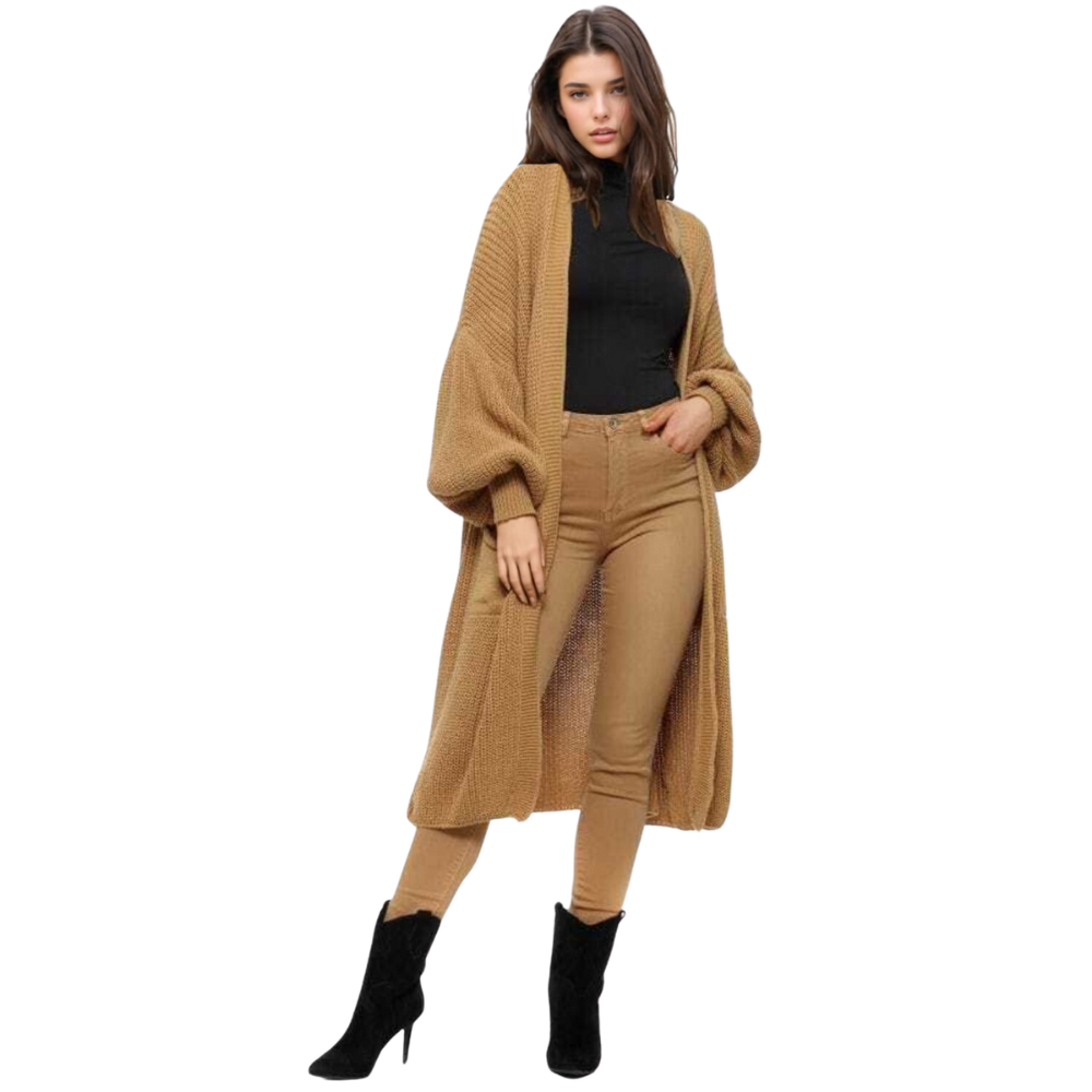 Balloon Sleeve Long Cardigan