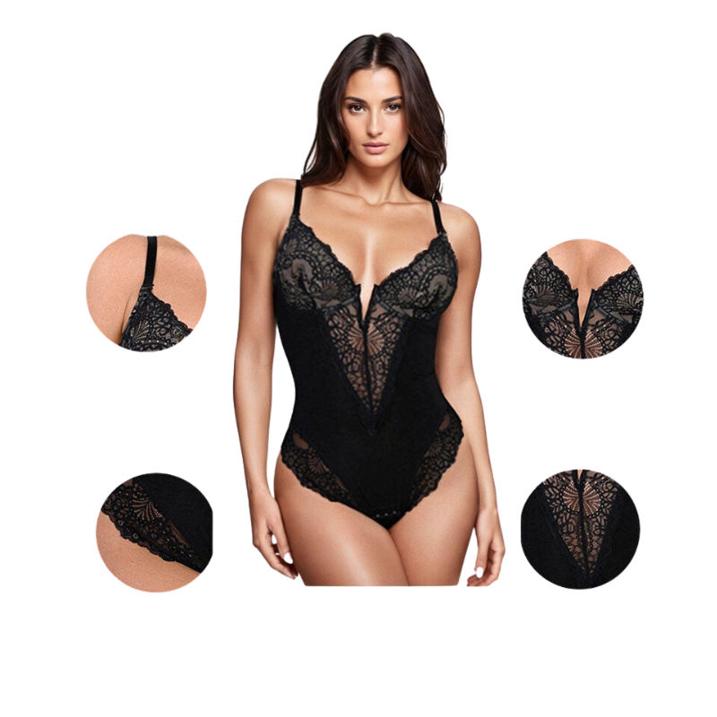 Lace Deep-V Neck Bodysuit